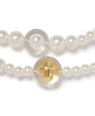 Imitation Pearl and Cubic Zirconia Long Statement Necklace