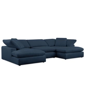 Fog 3-Pc. Fabric Double Chaise Sectional Sofa Set