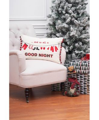 Christmas Clothesline Embroidered Throw Pillow, 14" x 22"