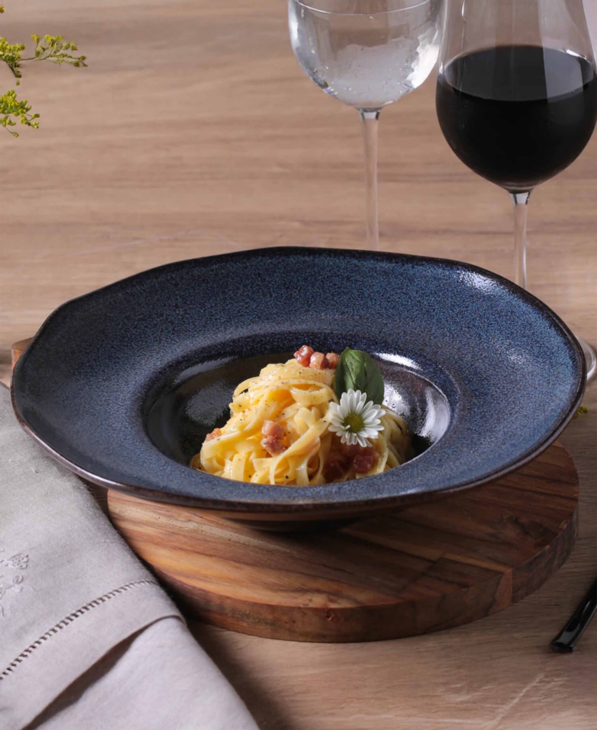 Porto Brasil 11.02" Stoneware Deep Rim Plates, Set Of 4 In Blue