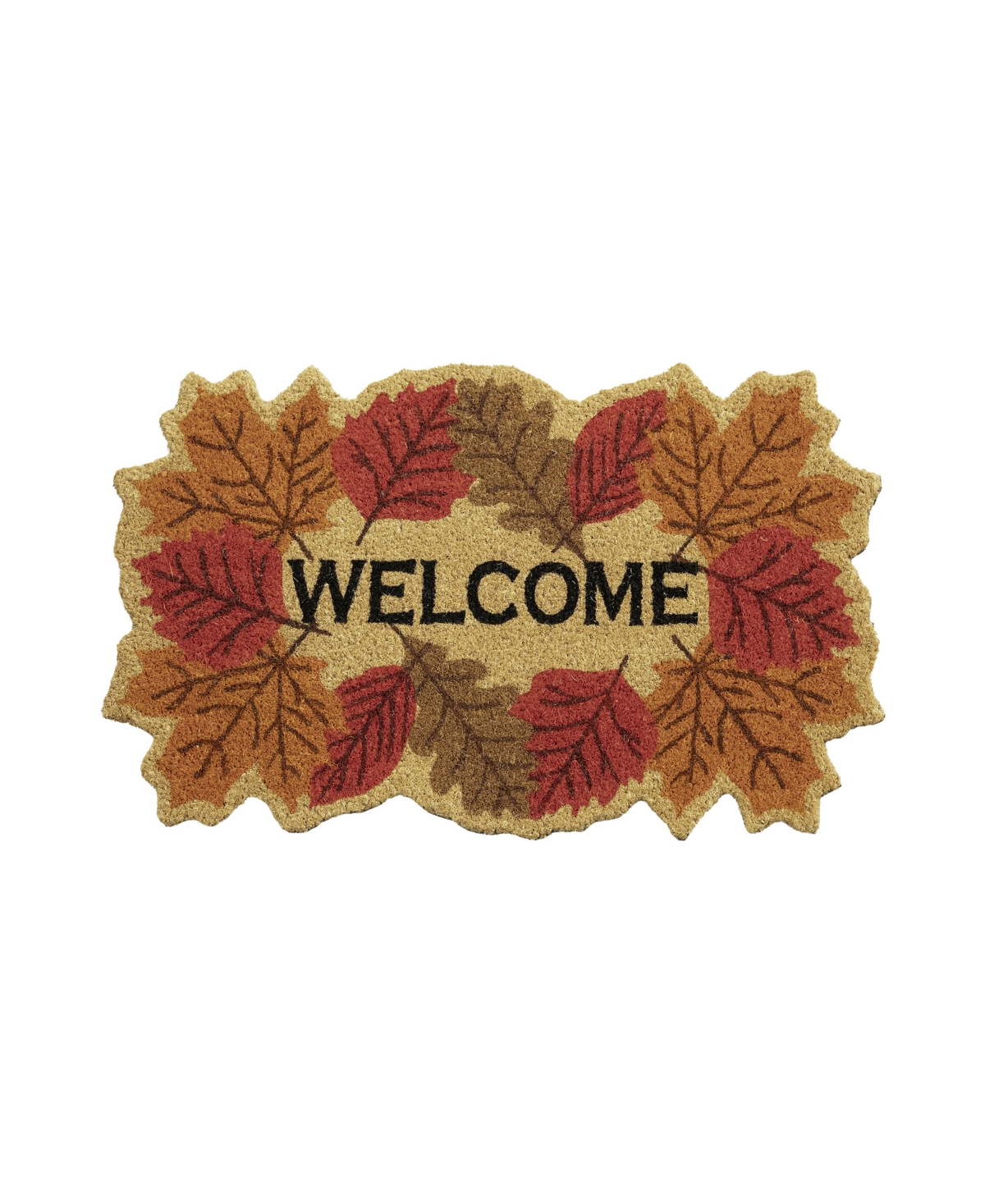 Vcny Home Welcome Leaf Outdoor Coir Doormat, 18" X 30" In Brown