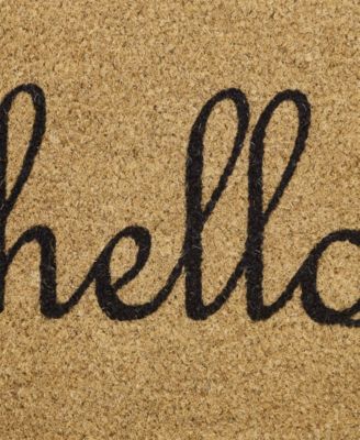 Hello Oval Coir Outdoor Doormat, 18" x 30"
