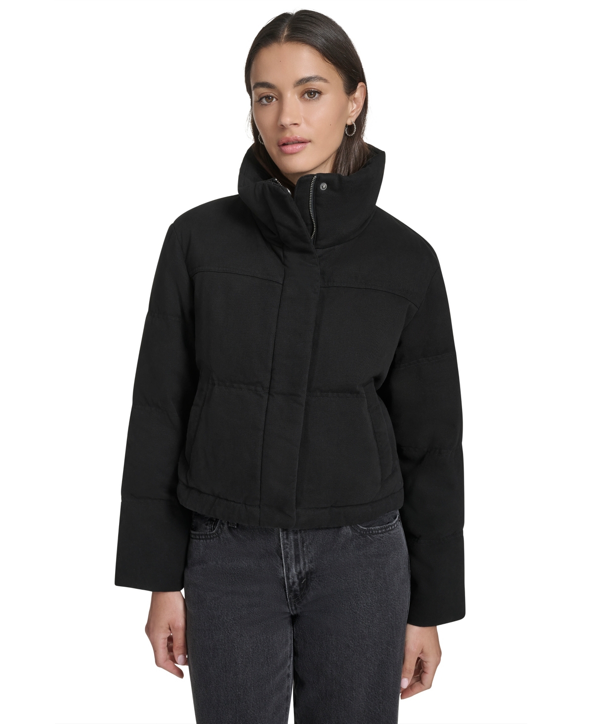 Levi's Women's Regular Cropped Cotton Puffer Jacket In Black