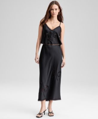 And Now This - Women's Lace Bow-Inset Slip Skirt