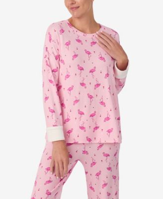 Women's Printed Round Neck Top and Pants Pajama Set