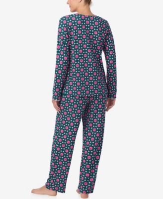 Women's Printed Round Neck Top and Pants Pajama Set