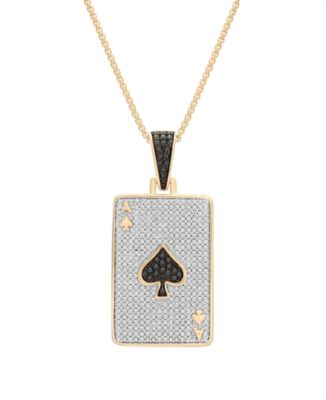 Macy's - Men's Poker Diamond Pendant Necklace (1/2 ct. t.w.) in 14K Gold Plated Over Sterling Silver