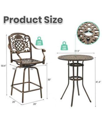 2 - Person Cast Aluminum Round Outdoor Dining Set Patio Bar Set