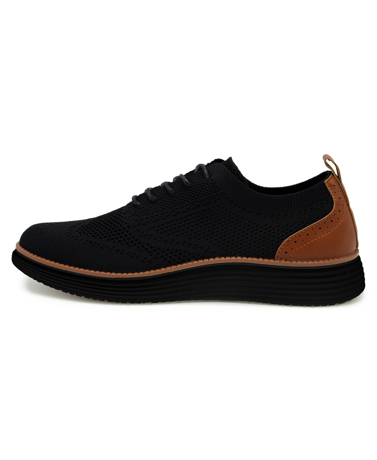 Обувь Akademiks Men's Olney Wingtip Knit Oxford Shoes, цвет: Чёрный — фото 3