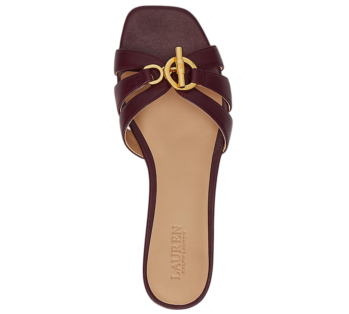 Ralph Lauren Blaike Women's Slip On Slide Sandal In Burgundy