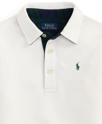 Boys' 2-7 Plaid-Trim Fleece Polo-Collar Sweatshirt