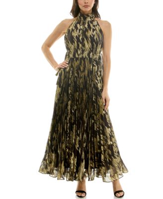 Taylor - Women's Sunburst Pleated Mock Neck Dress