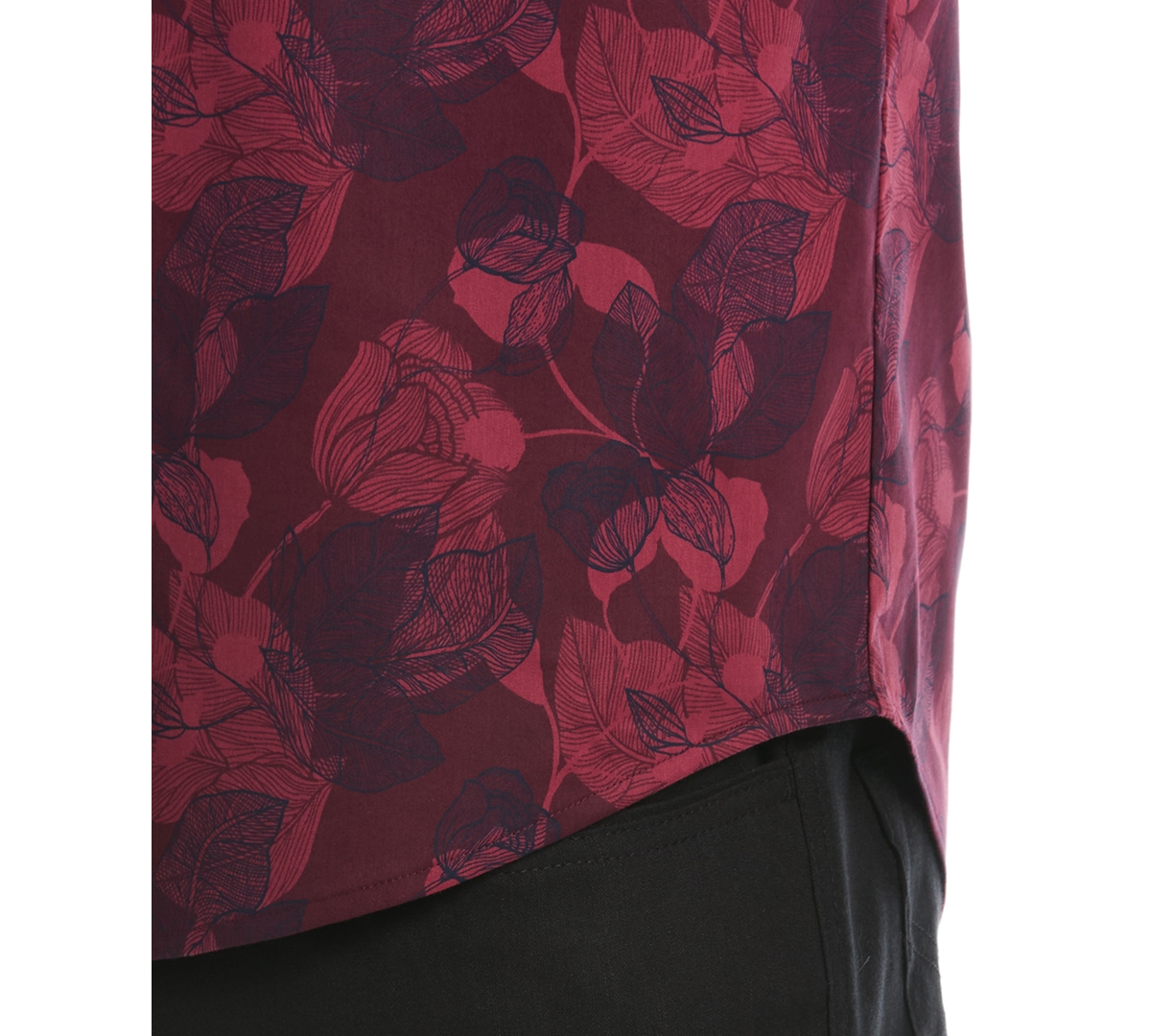 Cubavera Men's Long Sleeves Floral Print Shirt In Burgundy