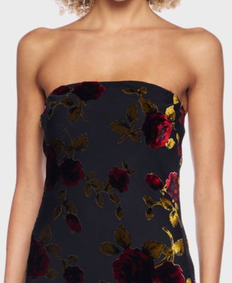 Junior's Flocked Strapless Dress