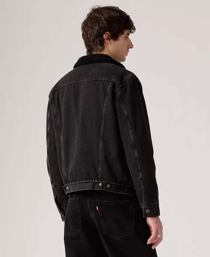 Men's Regular Fit Sherpa Denim Trucker Jacket - thumbnail 3