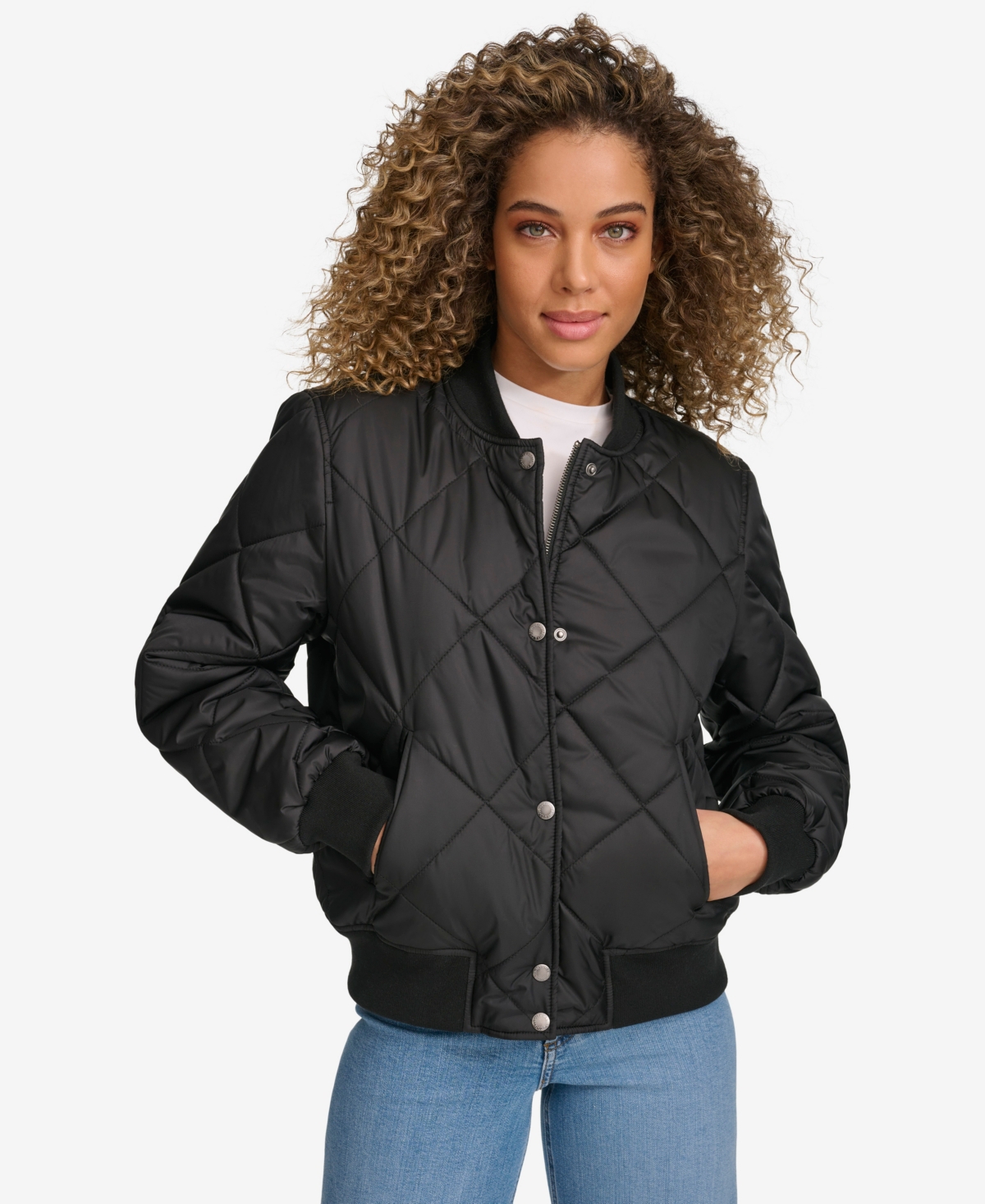 Levi's Women's Regular Diamond Quilted Sherpa Lined Bomber Jacket In Black