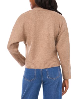 Women's Cropped V-Neck Oversized Cardigan