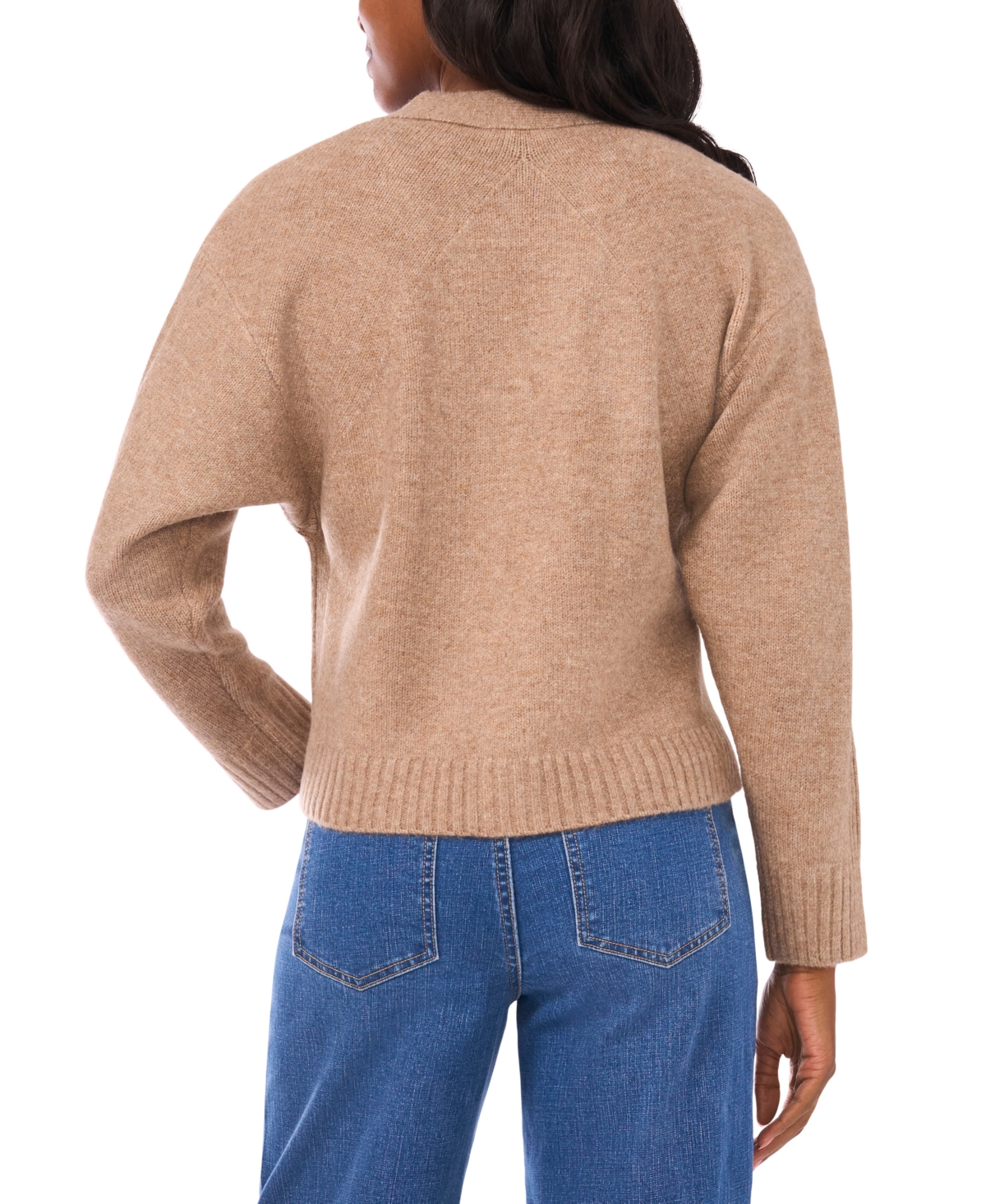 1.state Women's Cropped V-neck Oversized Cardigan In Brown