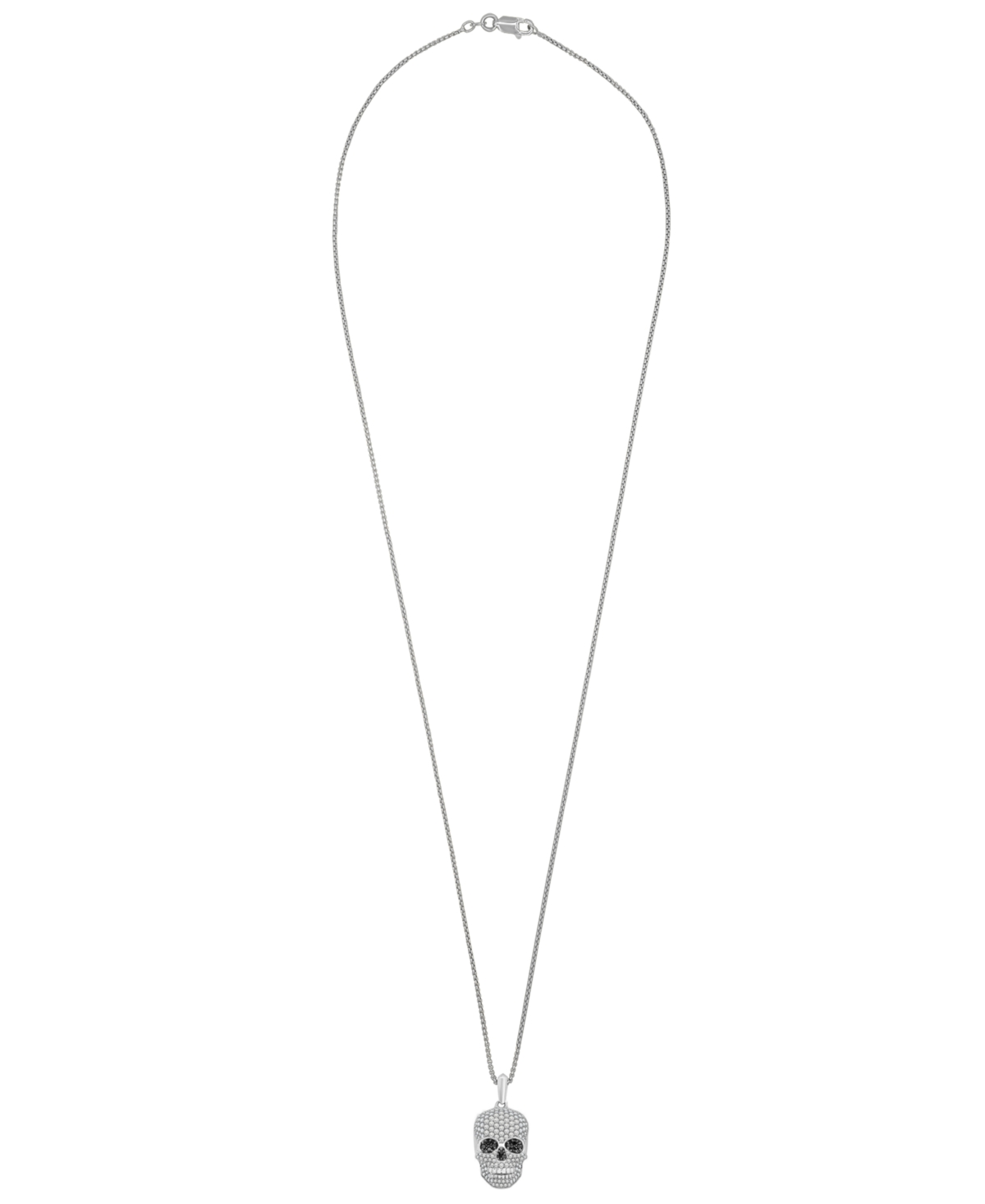 Macy's Men's Skull Pendant Diamond Necklace (3/4 Ct. T.w.) In Sterling Silver In White