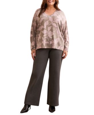 Plus Size Fuzzy Soft V-Neck Knit Top