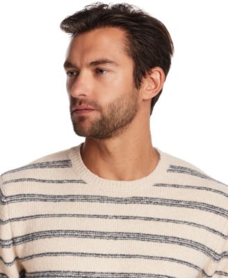Men's Fuzzy Striped Crewneck Sweater