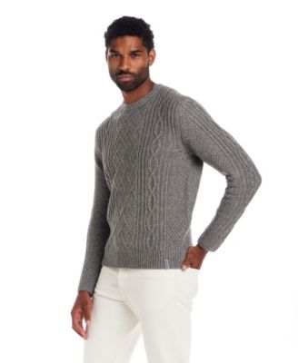 Men's Alpaca Blend Mixy Cable Knit Crew Neck Sweater