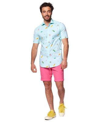 Men's Shirt - Button Up Dress Shirt - Slim Fit - White - Short Sleeve