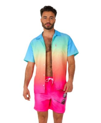 Men's Summer Set - 2 Piece Beach Wear set - Rainbow - Matching Shirt and Shorts