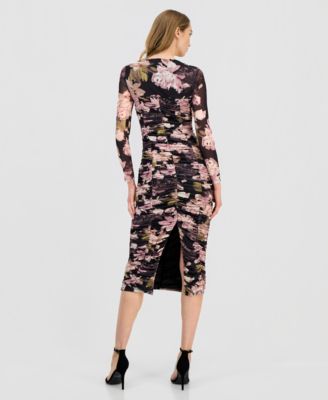 Women's Square-Neck Ruched Midi Dress