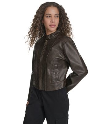 Women's Faux Leather Racer Jacket