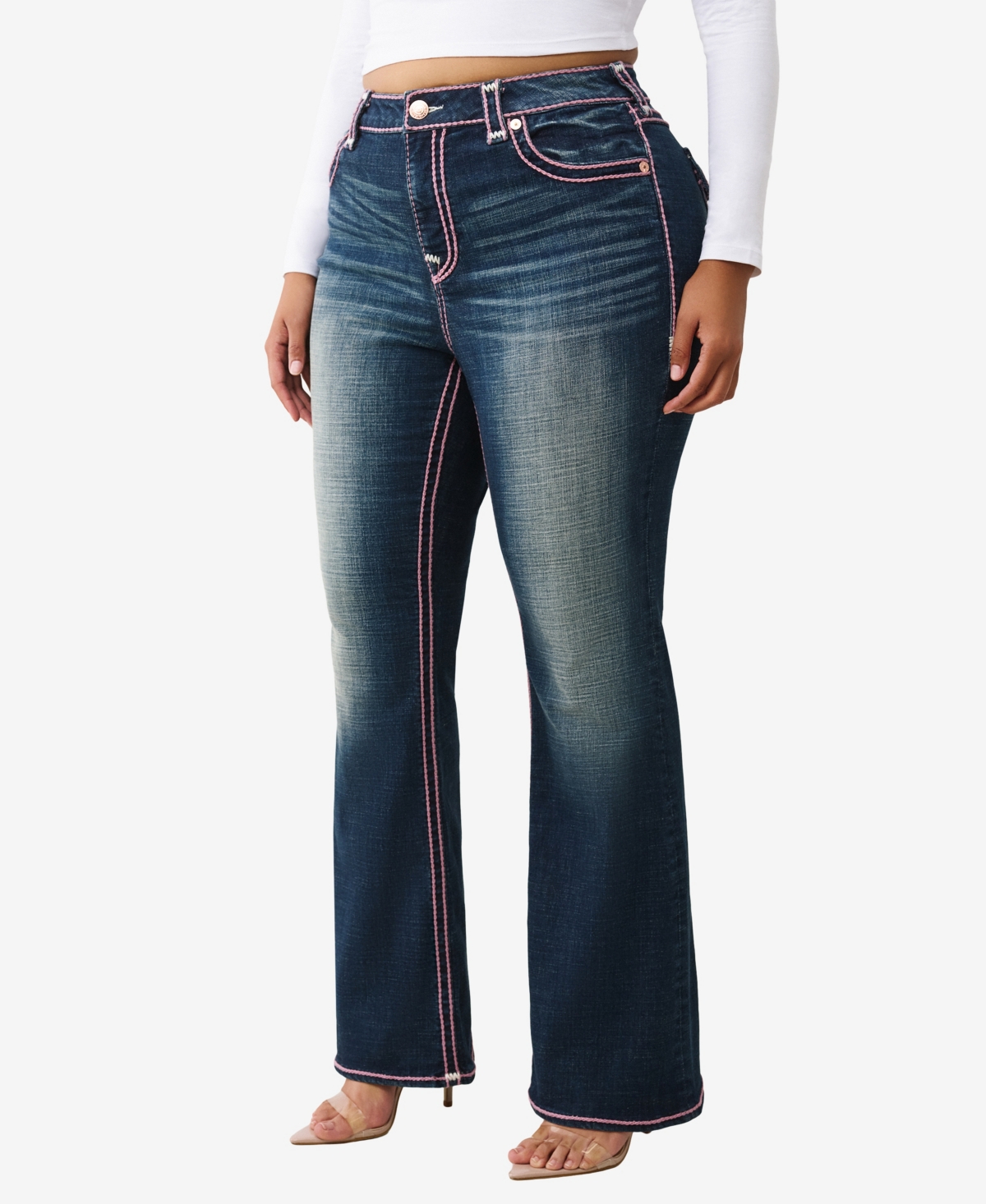 True Religion Women's Plus Size Becca Bootcut Rope Stitch Jean In Blue