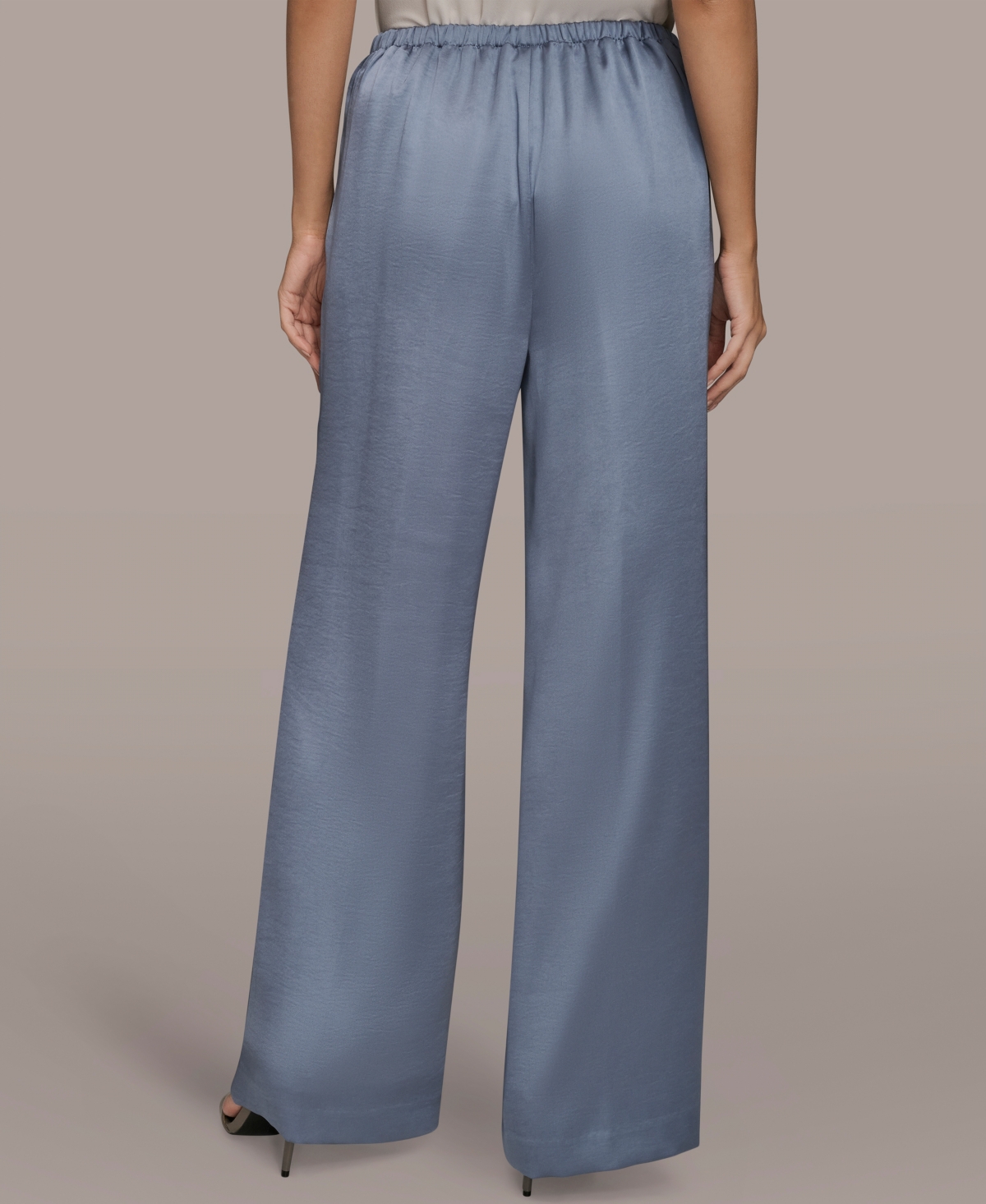 Donna Karan New York Pull-on Wide Leg Pants In Gray