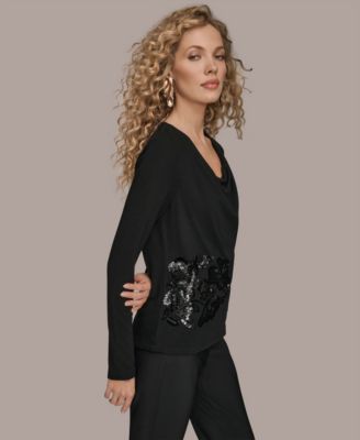 Women's Floral Detail Long Sleeves Relaxed Top