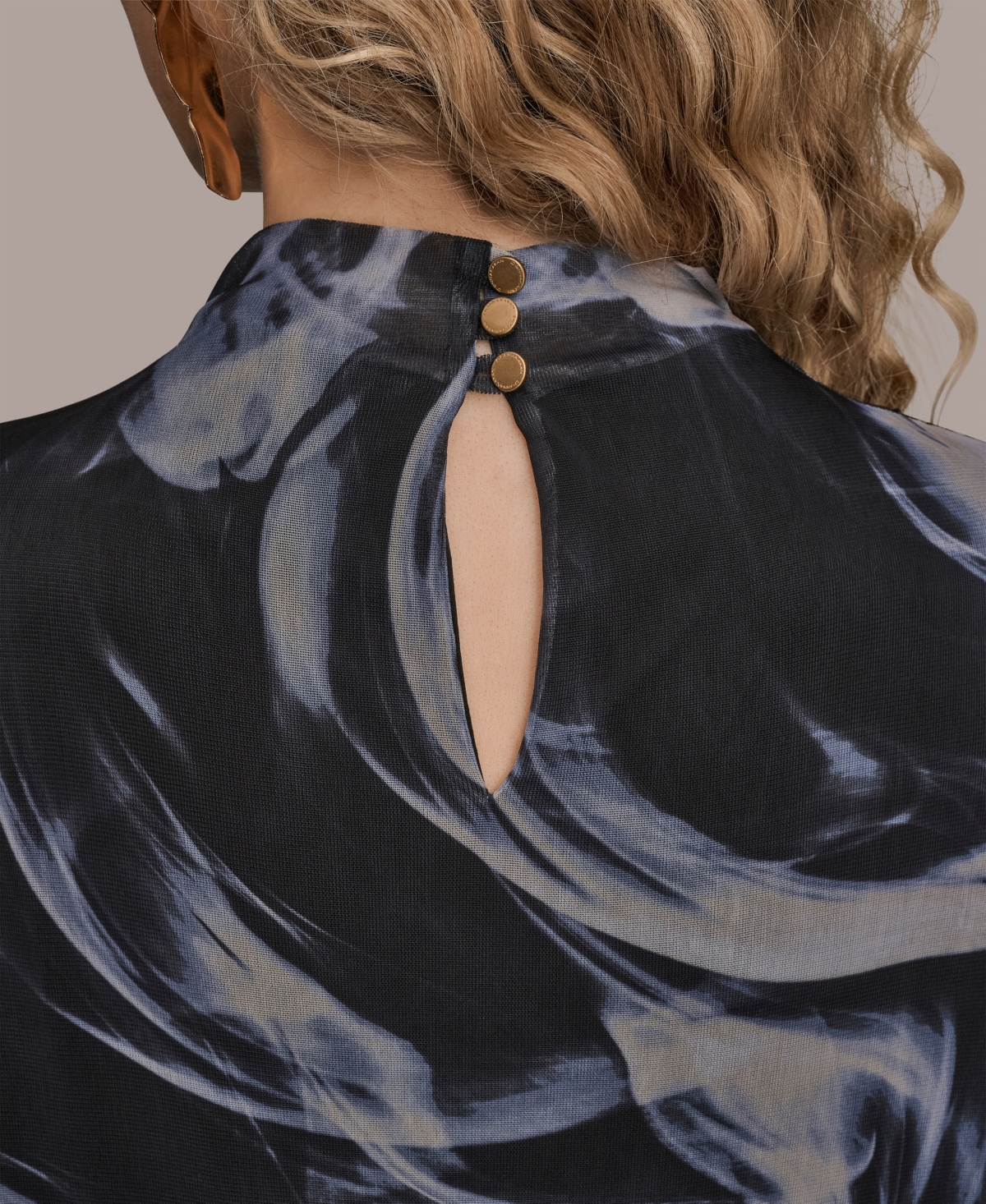 Donna Karan New York Women's Tie Neck Halter Bar Hardware Top