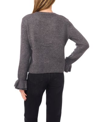 Women's Ruffle Cuff Crewneck Sweater