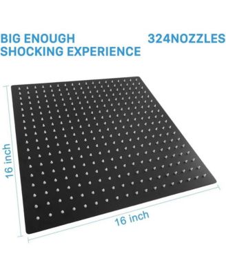 16 Inch Oversize Stainless Steel Rain Shower Head - Matte Black High Pressure Shower Head, Square Rainfall Shower Head