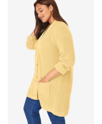 Plus Size Within Button-Front Shaker Cardigan