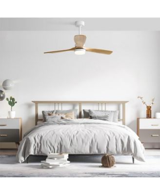52-inch Modern Minimalist White 3 Blades Ceiling Fan with 3 color Dimmable and Memory Function Light and Remote control