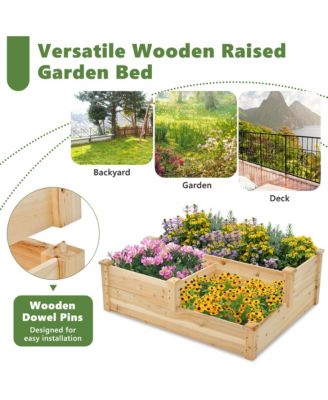 3-Tier Outdoor Raised Garden Bed Fir Wood Elevated Flower Box