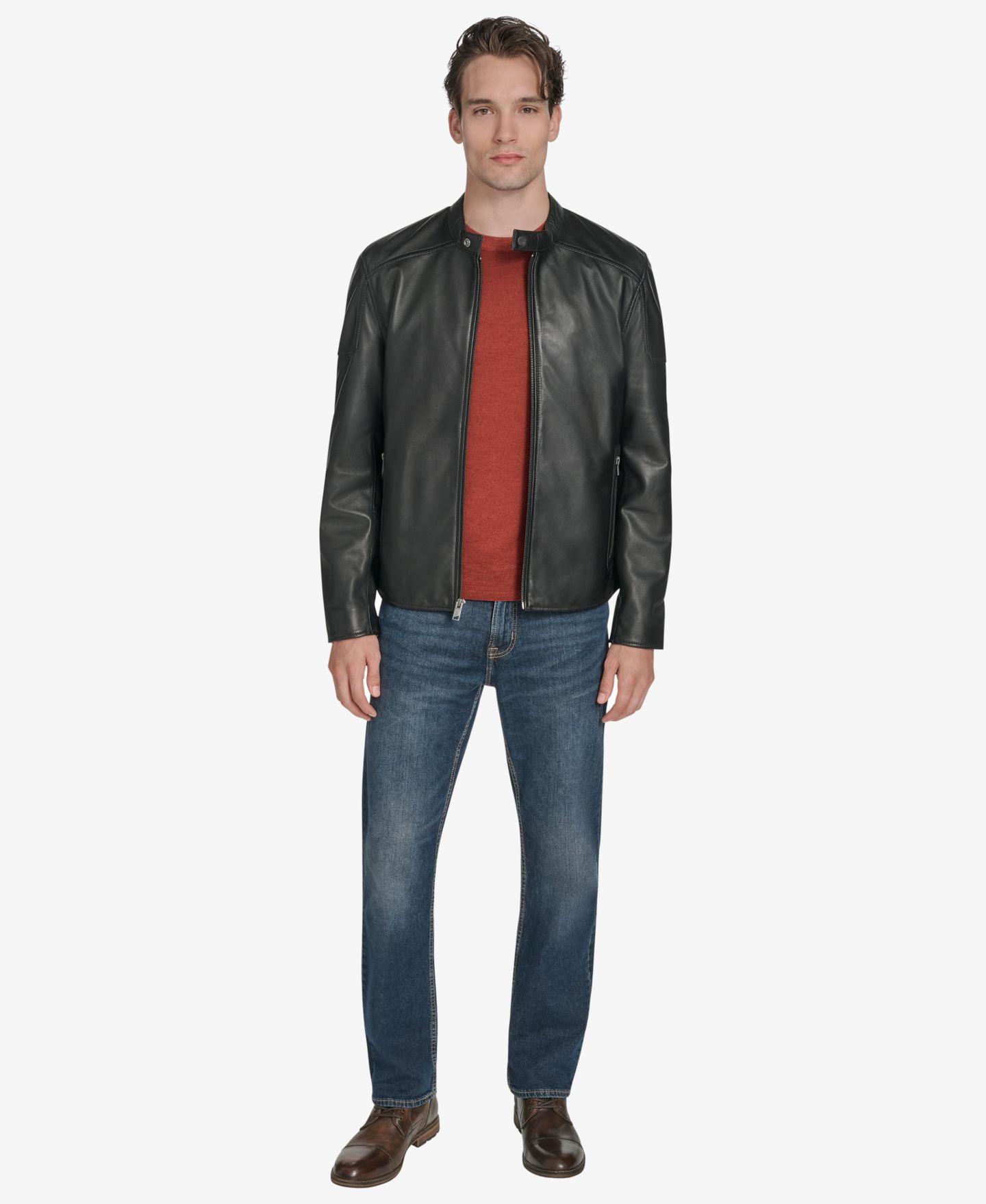 Мужская куртка Marc New York Maitlin Leather Moto, цвет: Чёрный — фото 2