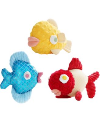 Tough Dog Toys, Squeaky Dog Toys to Keep Dogs Busy with Two Resistant Layer & Crinkle Sound, Googly Eyed Fish Gang Puppy Teething Toys for Sm