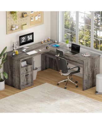 56'' Lift Top Computer Desk with Drawers and Power Outlets, Lift Top Executive Desk