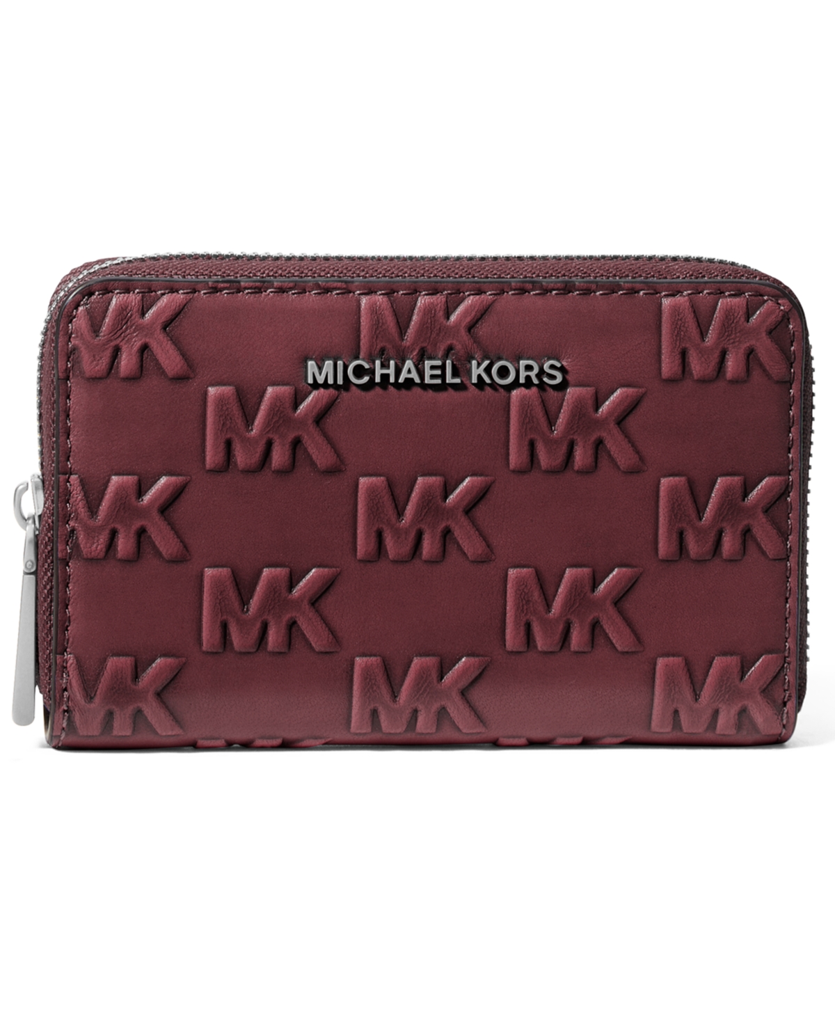 Michael Kors Jet Set Zip Around Card Case Wallet In Burgundy