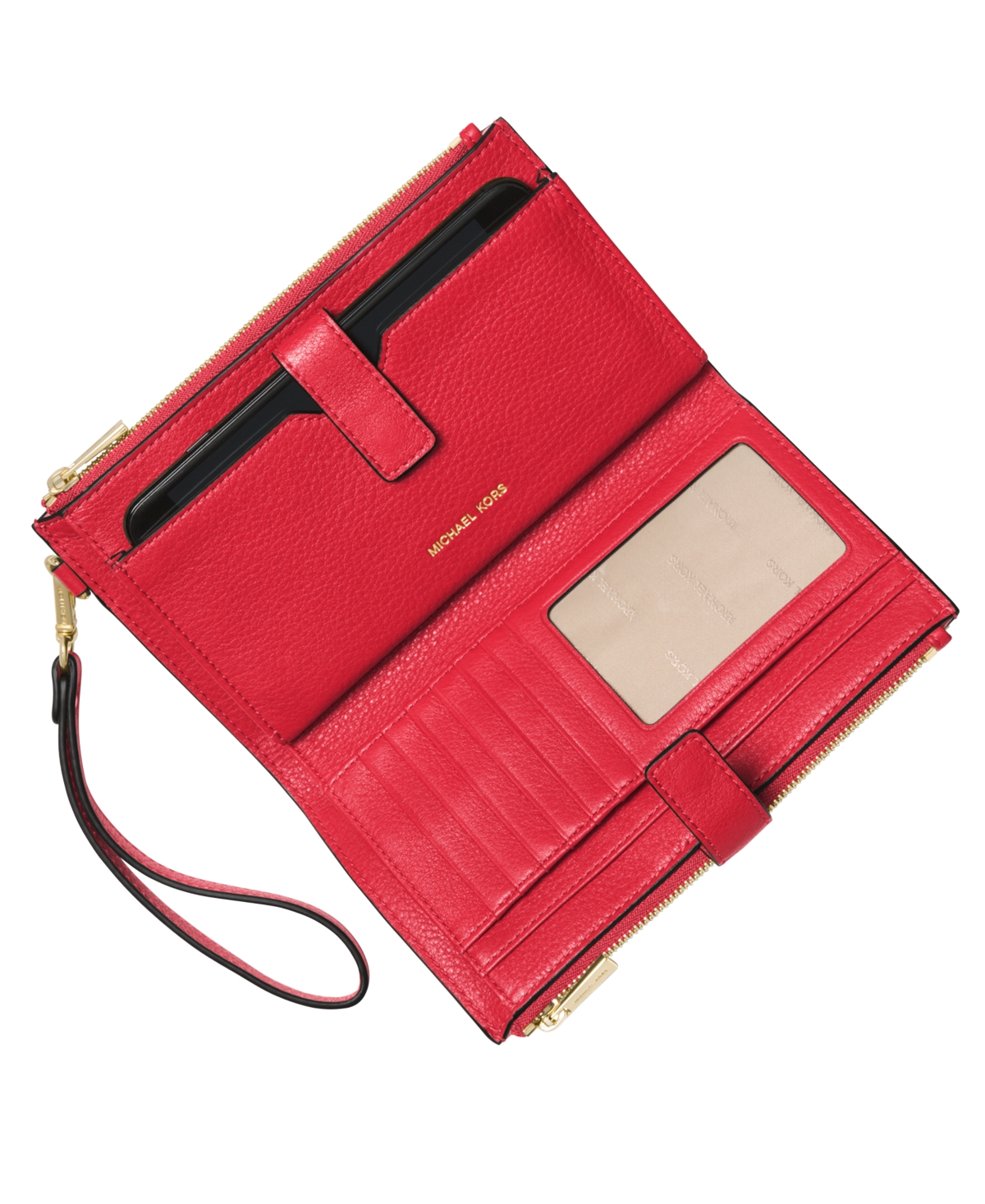 Michael Kors Jet Set Double Zip Wristlet In Red