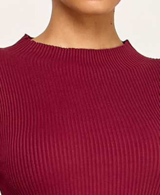 Juniors Faux Leather Pleated Midi Sweater Dress