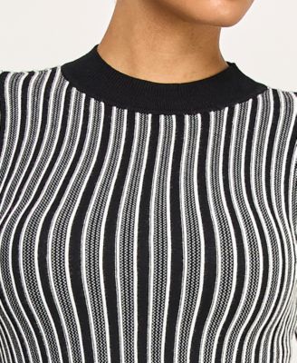 Juniors' Vertical Ottoman Stripe Short Sweater Dress