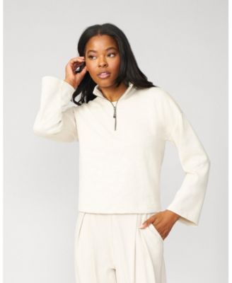 Women's Tonal Cheetah Cropped Half Zip Pullover