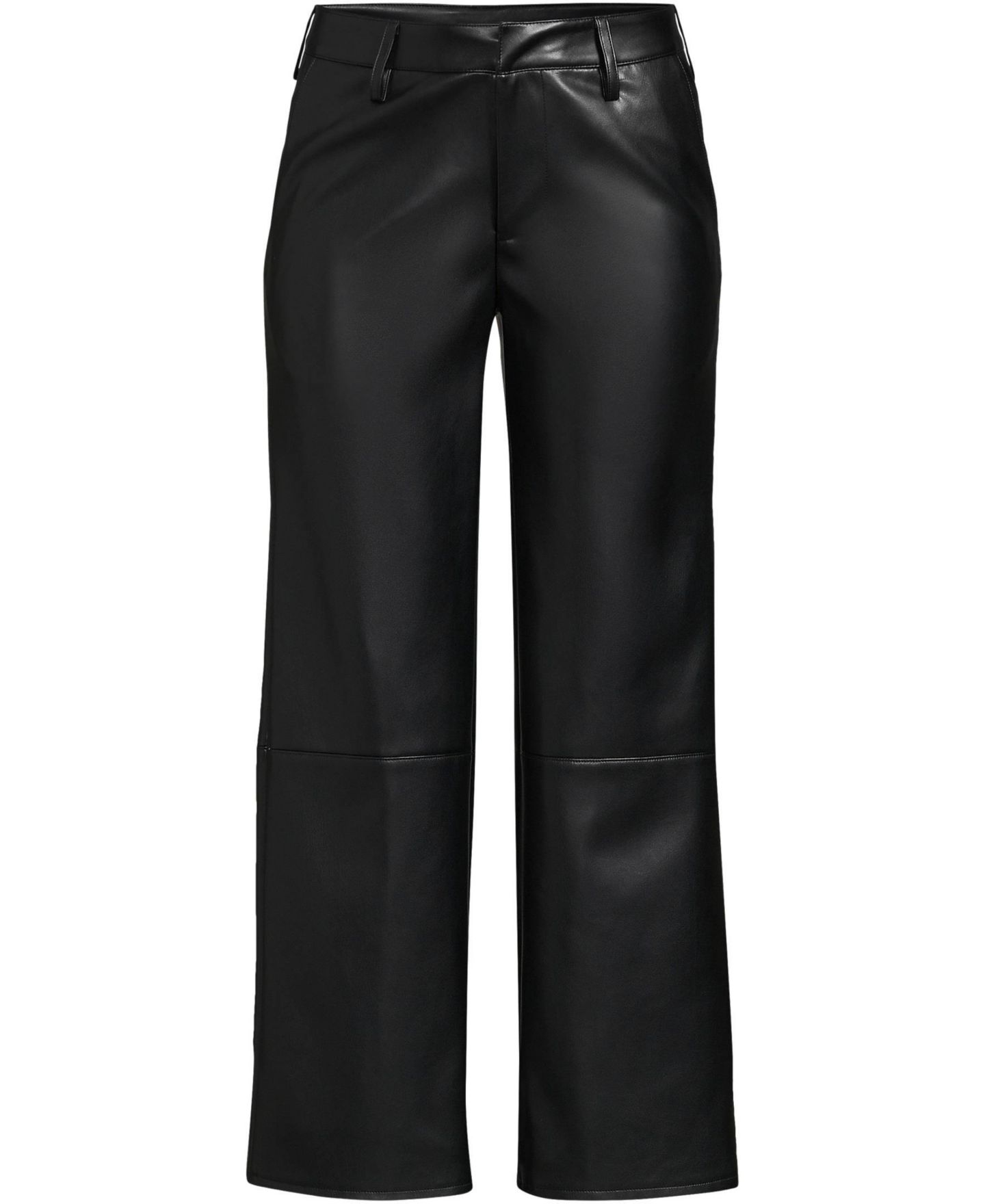 Женские брюки Lands' End Women Faux Leather Mid Rise Relaxed Straight Leg Crop Pants, цвет: Чёрный — фото 3