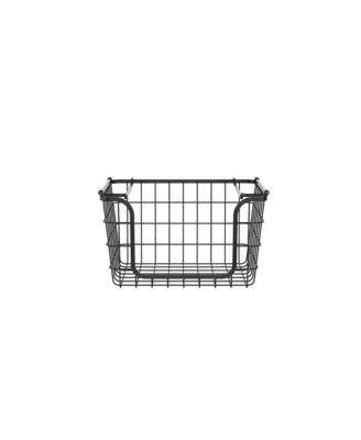 Stackable Metal Wire Storage Basket Set for Pantry, Countertop, Kitchen or Bathroom, Black, Set of 3