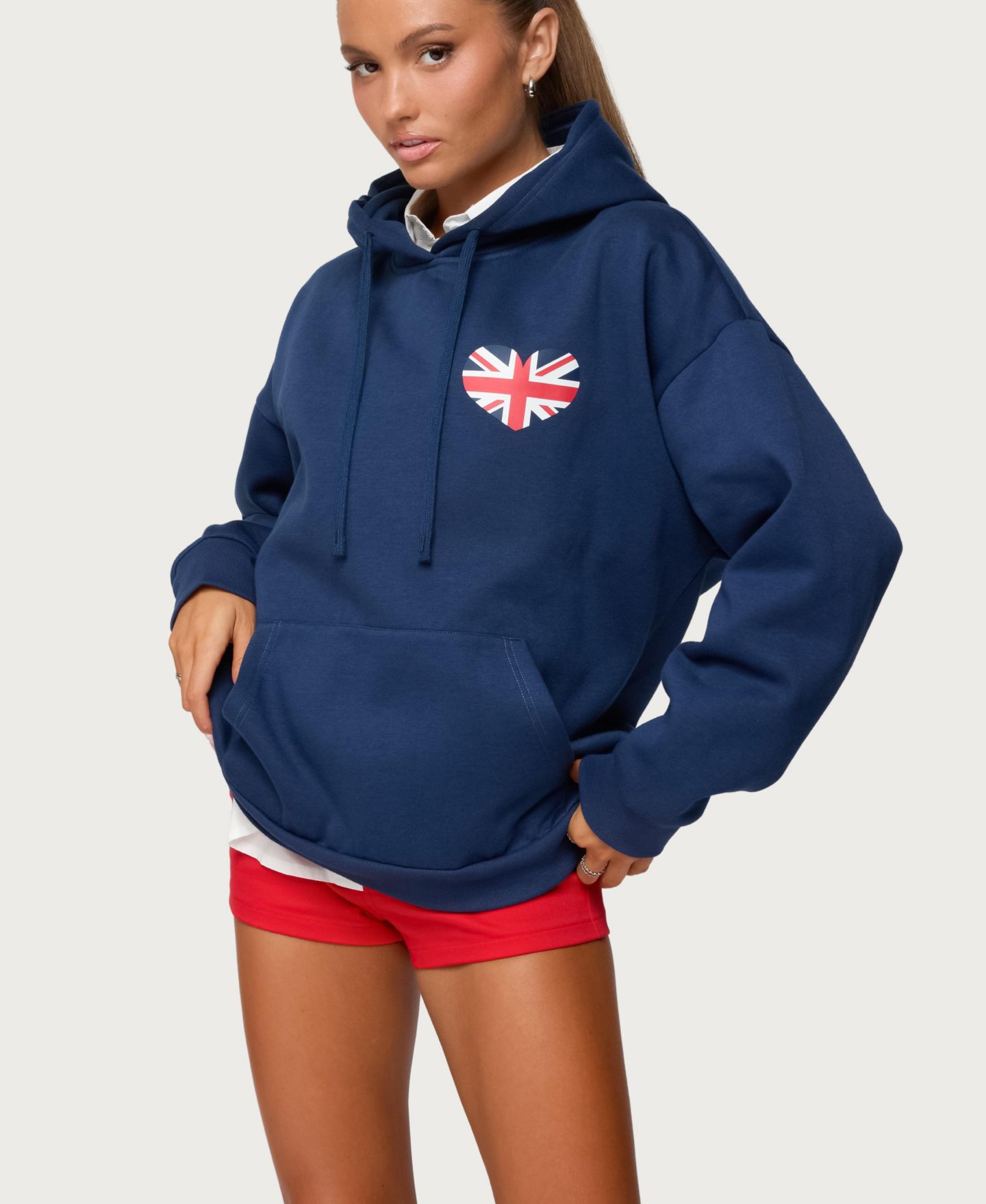 Женское худи Edikted Love London Oversized, цвет: Тёмно-синий — фото 4